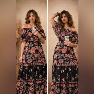 VICI Elegant Floral Off-Shoulder Maxi Dress